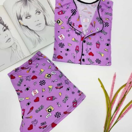 Pijama Botão Manga Curta Adulto Suede